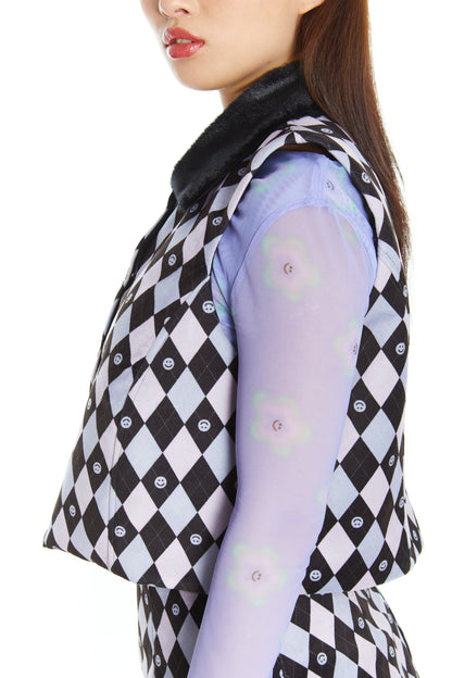 CHAQUETITA PIEL ROMBOS LILA