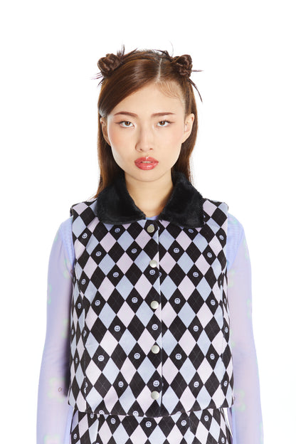 CHAQUETITA PIEL ROMBOS LILA