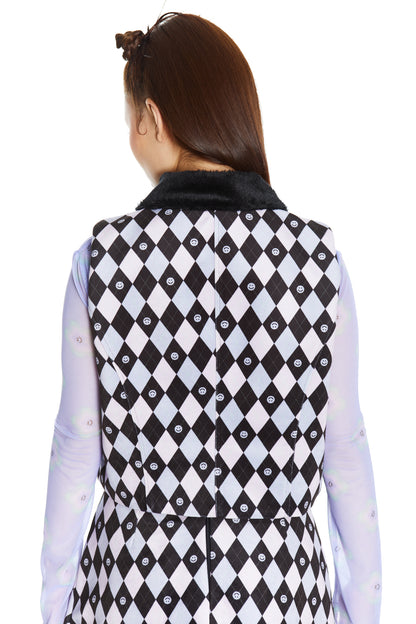CHAQUETITA PIEL ROMBOS LILA
