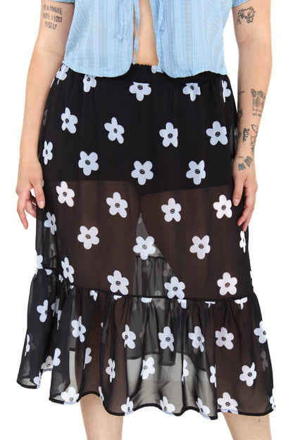 FALDA LARGA NEGRA FLOR