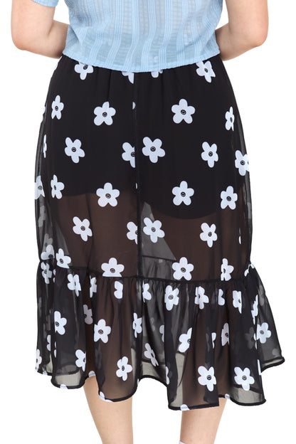 FALDA LARGA NEGRA FLOR