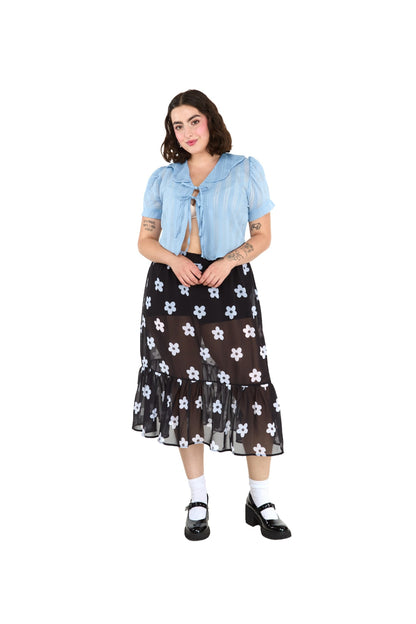 FALDA LARGA NEGRA FLOR