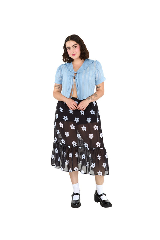 FALDA LARGA NEGRA FLOR