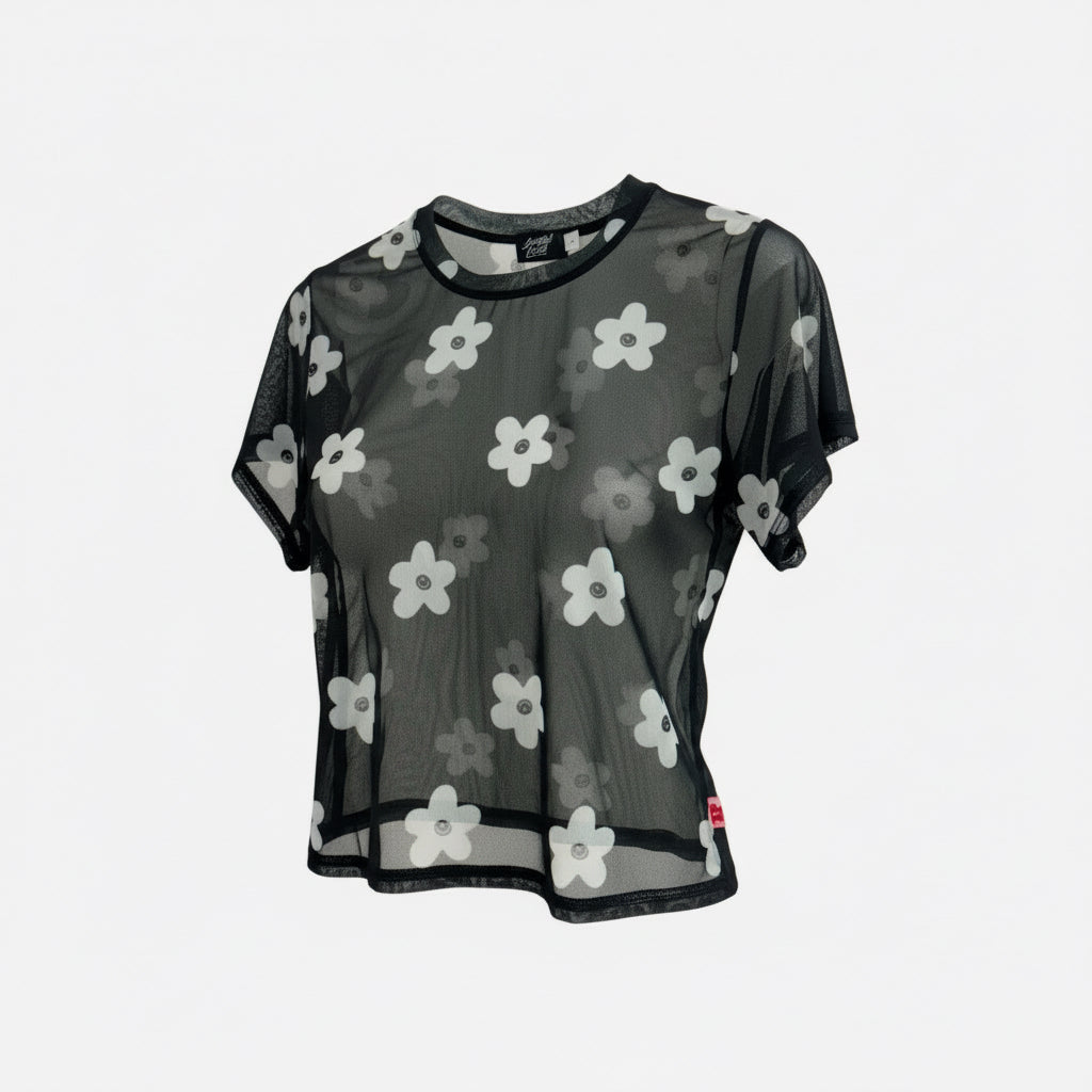 TOP MESH NEGRO FLOR