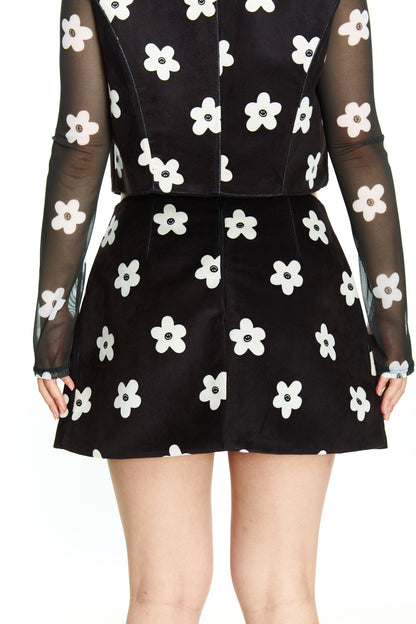 MINI FALDA NEGRA FLOR
